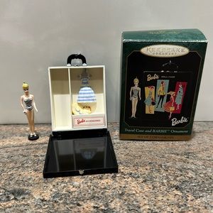 Hallmark 1999 Barbie Travel Case and Barbie Ornament - set of 2 ornaments NIB